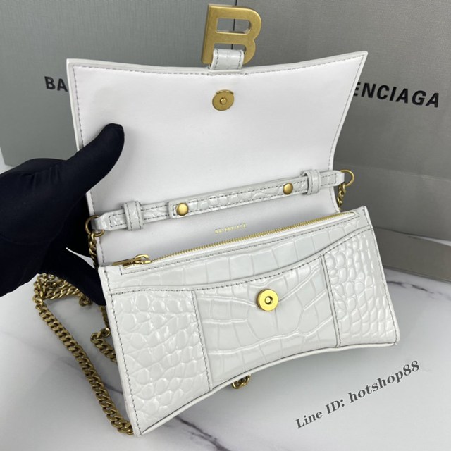 Balenciaga專櫃爆款鱷魚紋牛皮女包 巴黎世家沙漏鏈條斜挎包 fyj1328